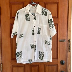 Hawaiian Force (Medium) Green & White Aloha shirt